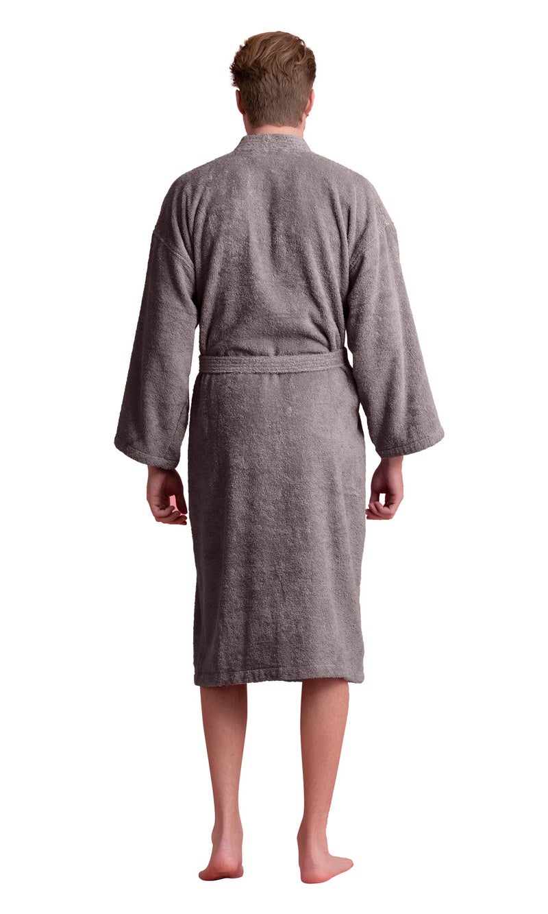 Soft Touch Linen - Turkish Terry Kimono Style Bathrobe - 100% Pure Turkish Cotton - Made in Turkey (Grey, XX-Large) - Image 4